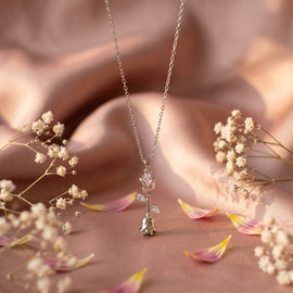 Falling Rose Pendant Necklace