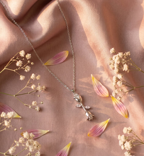Falling Rose Pendant Necklace