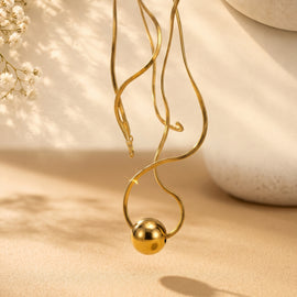 Gold Ball Pendant Necklace