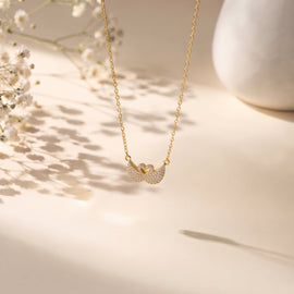 Dual Swan Crystal Pendant Necklace