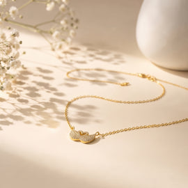 Dual Swan Crystal Pendant Necklace