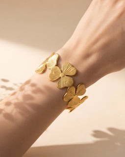 Gold Clover Open Cuff